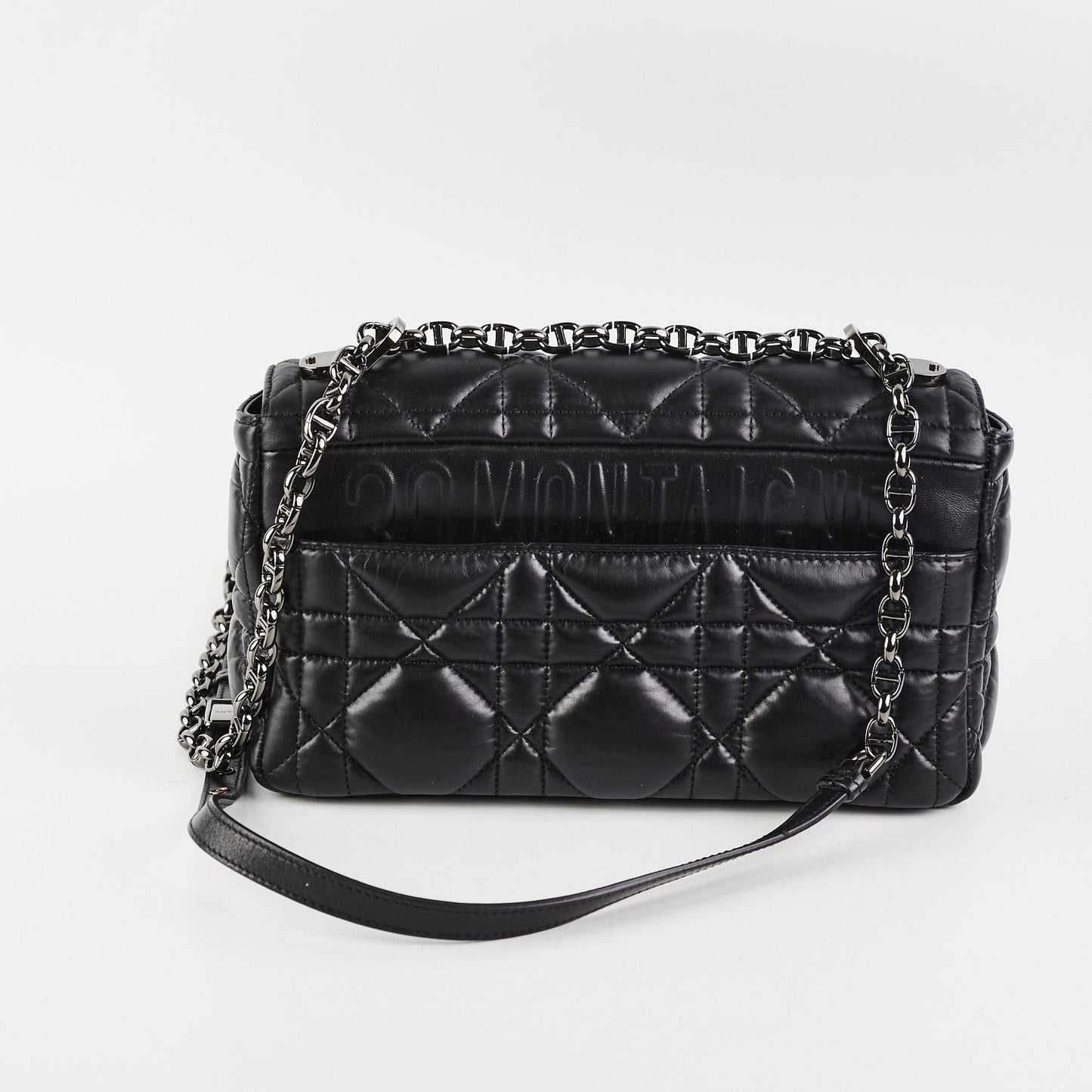 Dior Christian Macrocannage Caro Crossbody Bag Black Medium