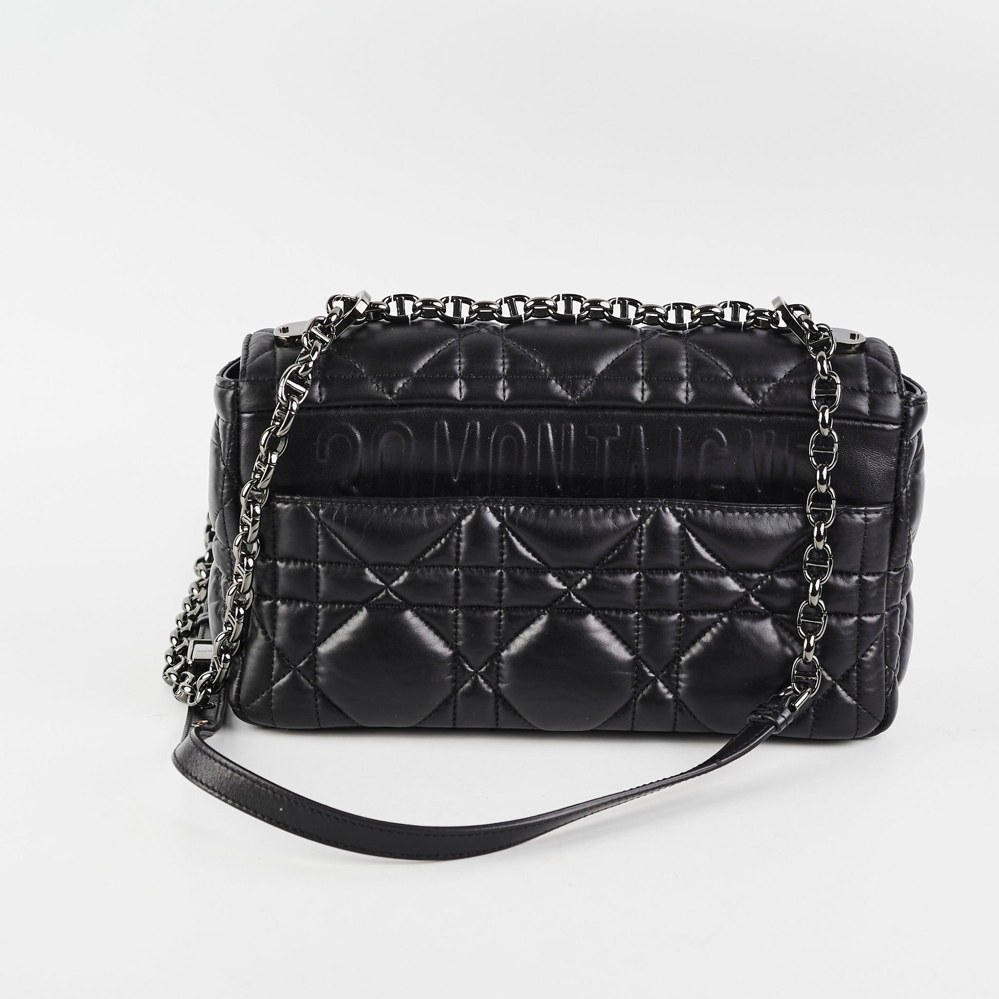 Dior Christian Macrocannage Caro Crossbody Bag Black Medium