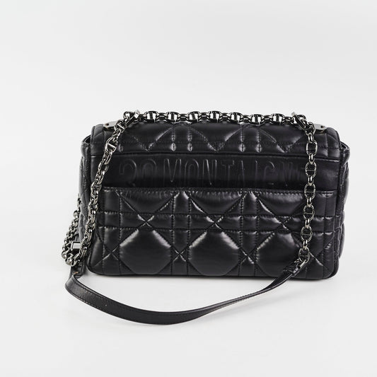 Dior Christian Macrocannage Caro Crossbody Bag Black Medium