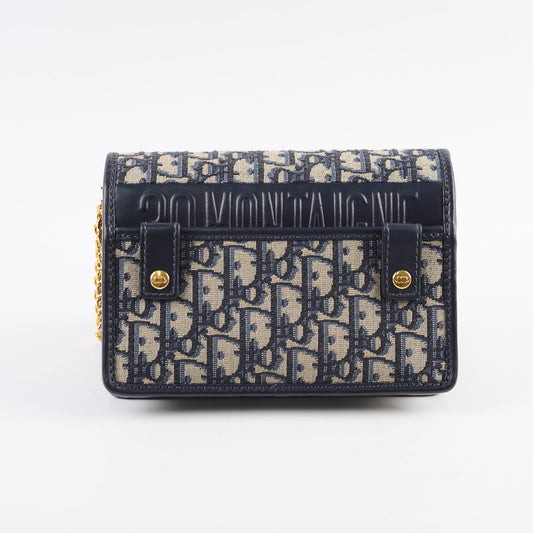 Dior Christian Montaigne Belt Bag With Navy Chain With Chain Navy