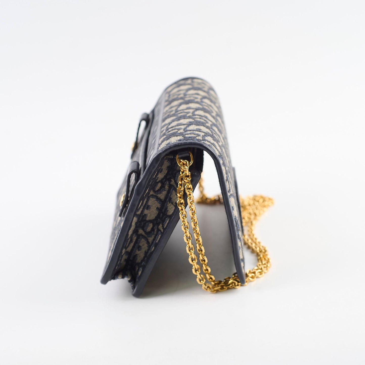 Dior Christian Montaigne Belt Bag With Navy Chain With Chain Navy