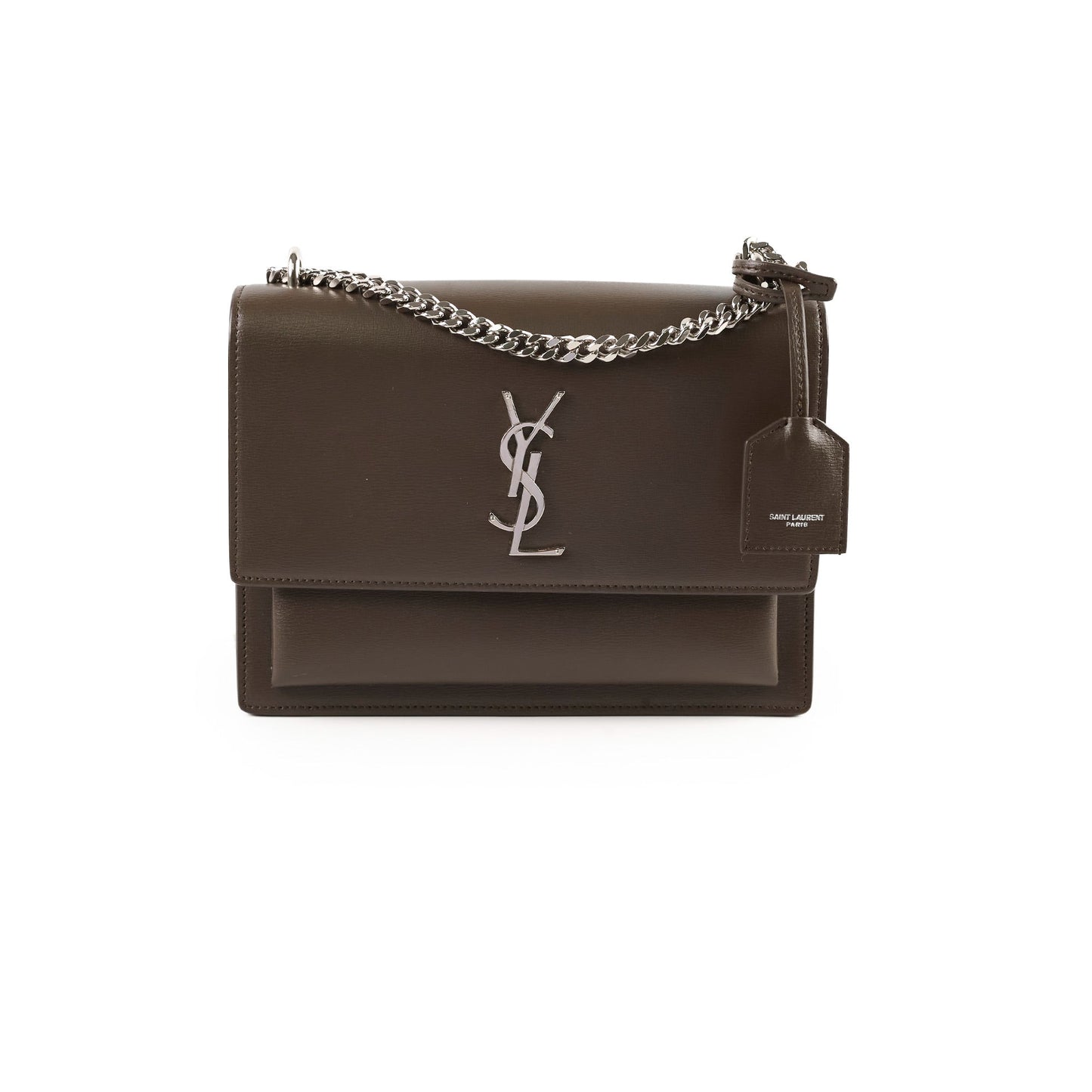 YSL Saint Laurent Sunset Shoulder Bag Brown Small