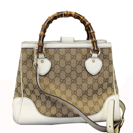Gucci Bamboo Diana 2Way Shoulder Handbag Canvas Shoulder Bag