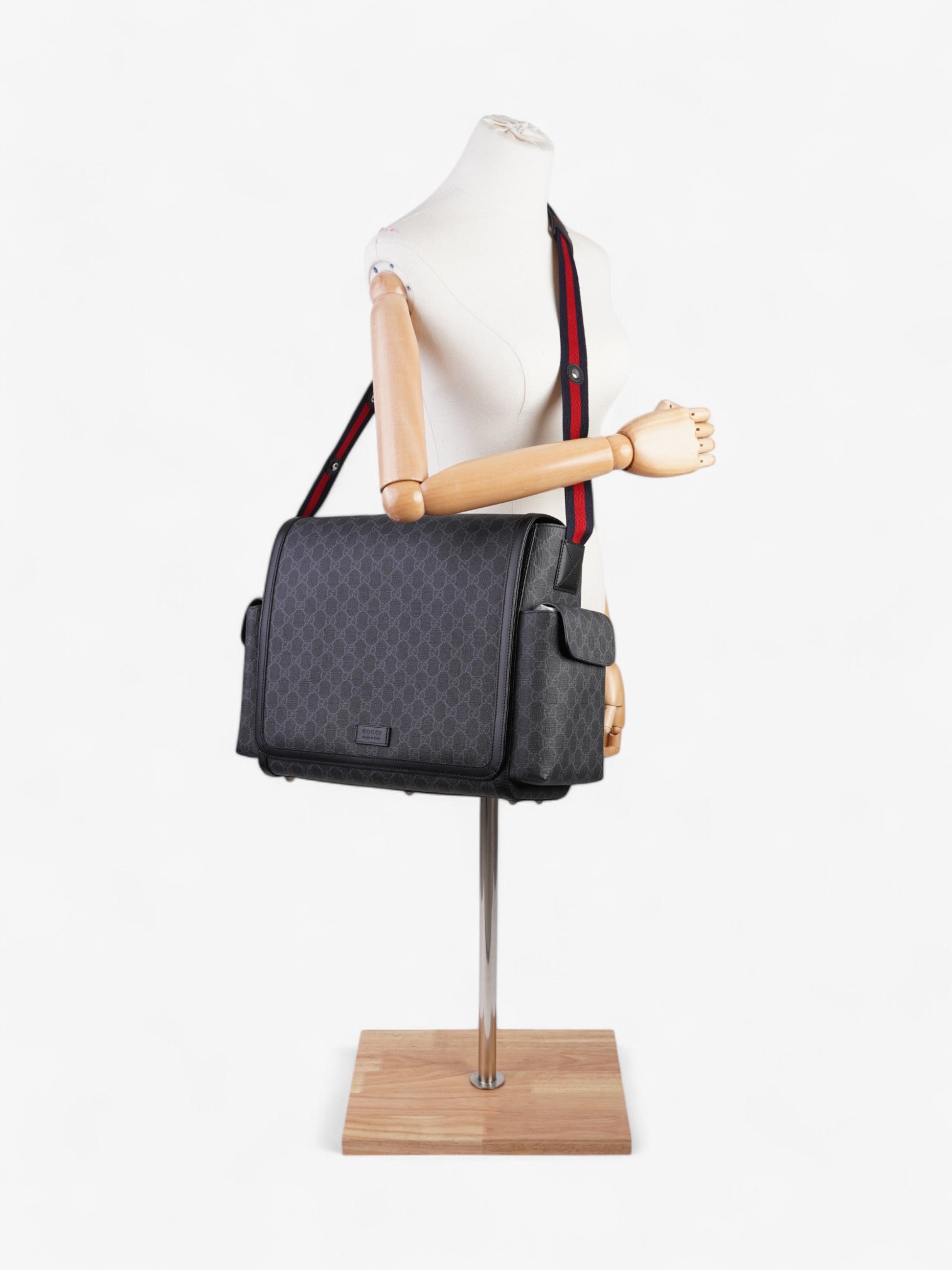 Gucci Diaper Bag Supreme Coated Canvas Black Travel Bag