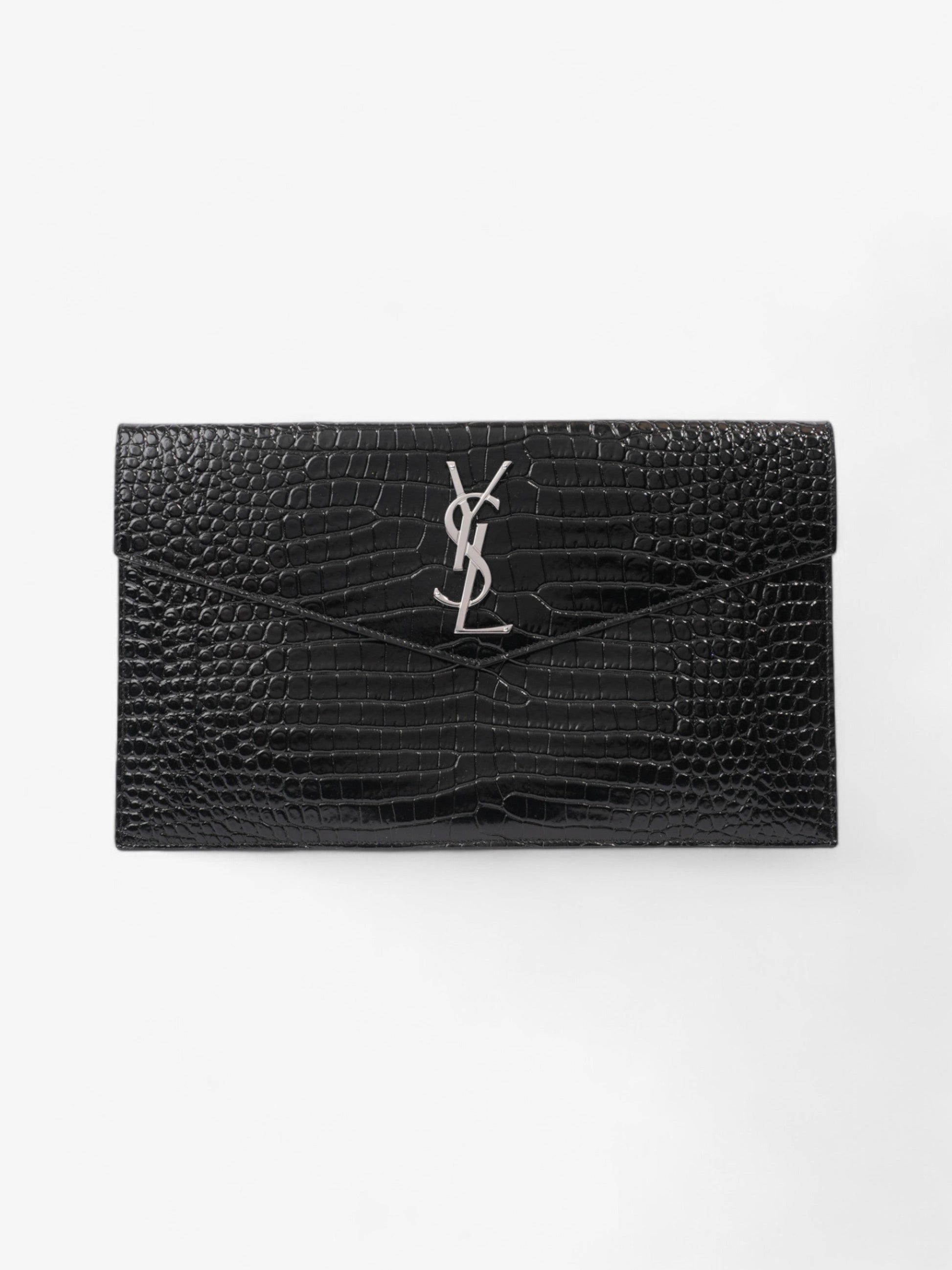 YSL Saint Laurent Uptown Clutch Leather Black Medium Clutch Bag
