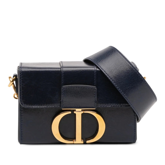 Dior Handbag 30 Montaigne Box Bag Leather Blue Crossbody Bag
