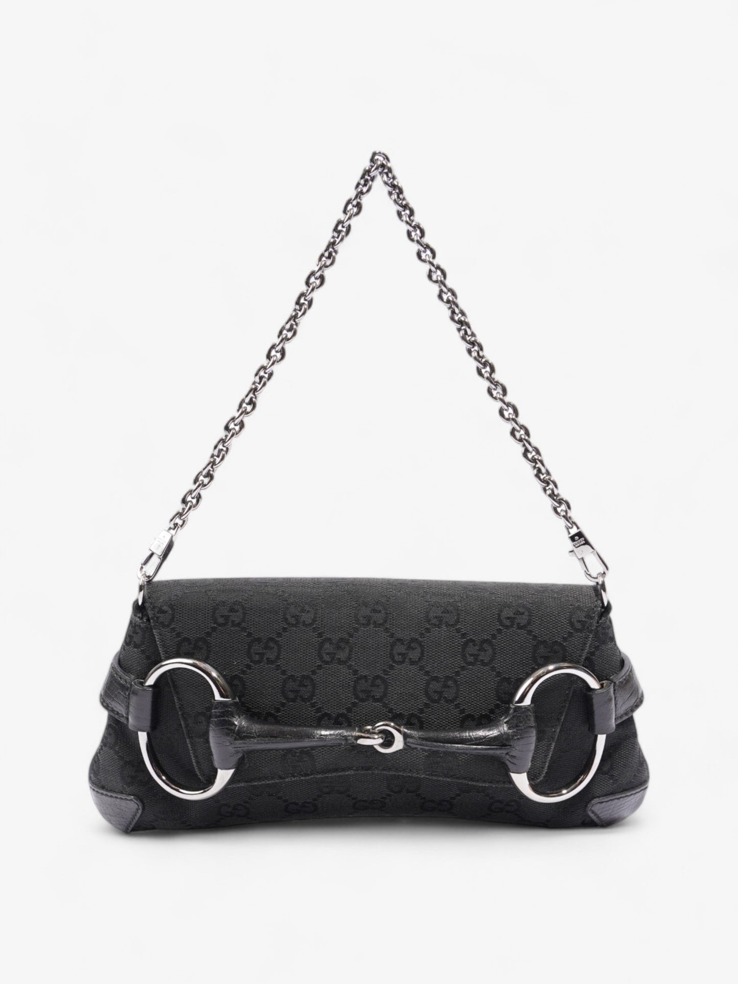 Gucci Horsebit Shoulder Bag Canvas Black