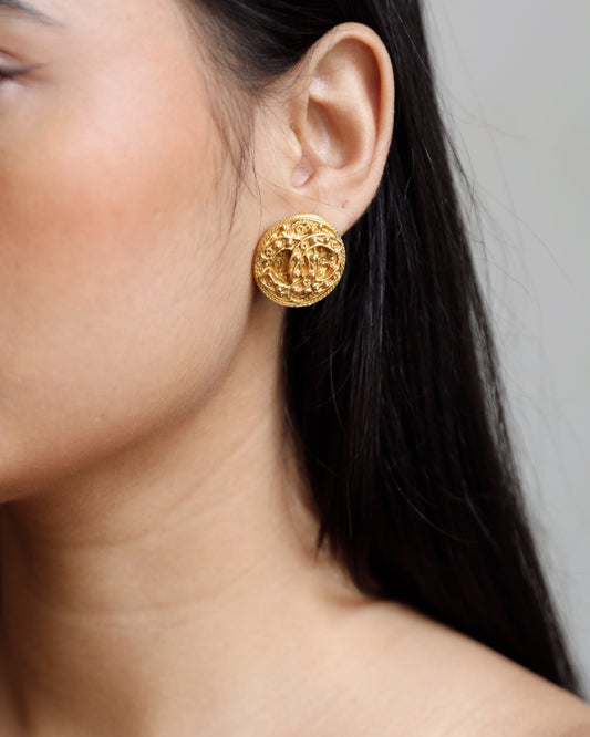Chanel Coco Mark CC Textured Clip-On Earrings Jewelry