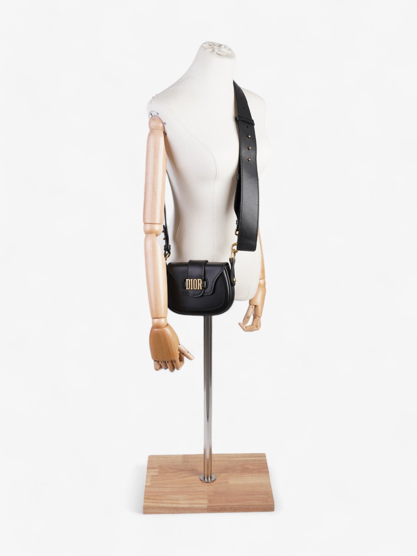 Dior Christian Fence Saddle Bag Calfskin Leather Black Mini Crossbody Bag