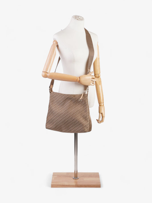 Dior Christian Trotter Oblique Crossbody Bag Canvas Beige Large