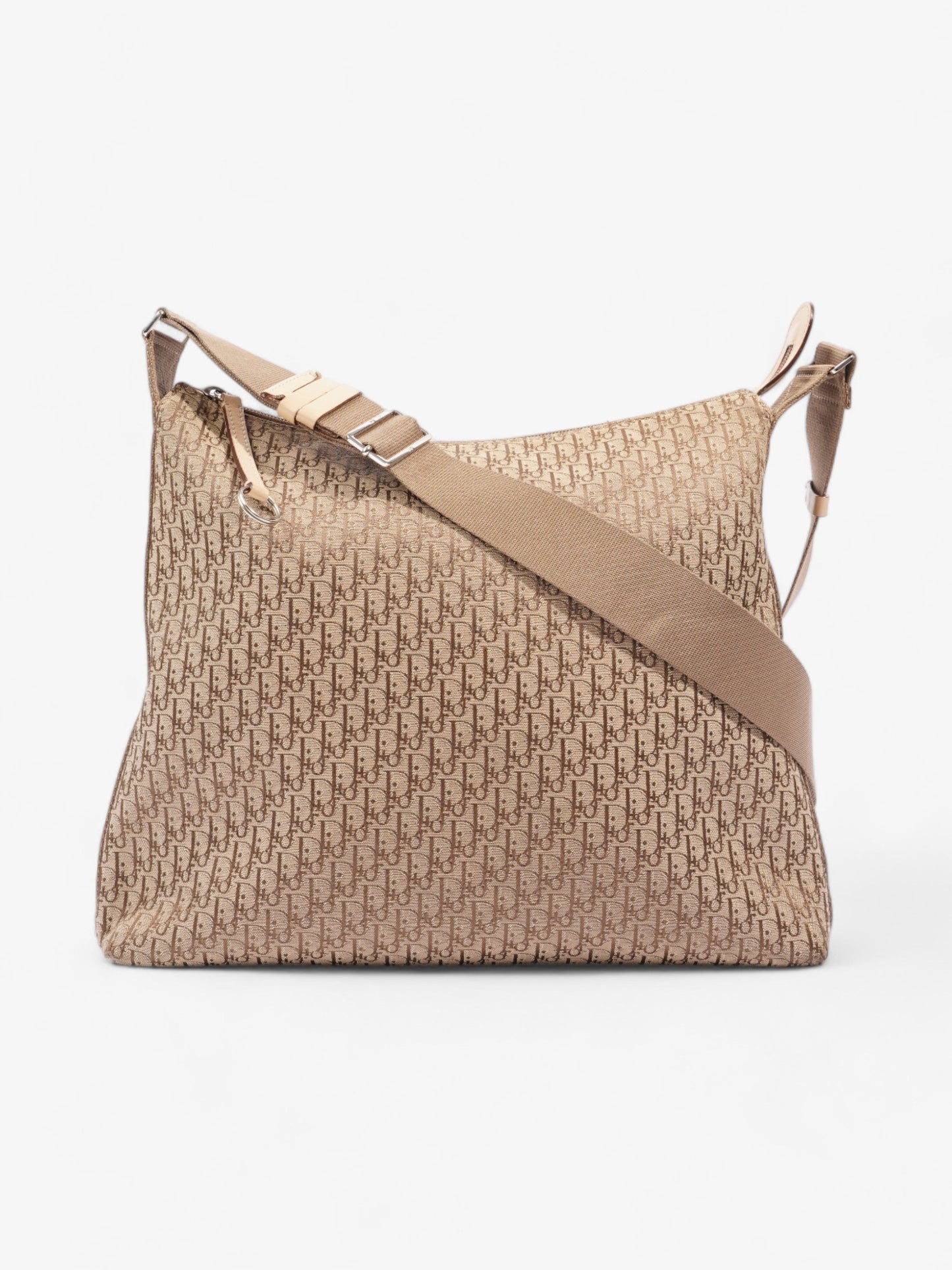 Dior Christian Trotter Oblique Crossbody Bag Canvas Beige Large