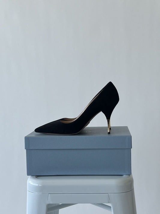 Prada Handbag Pump - Stilleto - Full Set Suede Gold Shoes