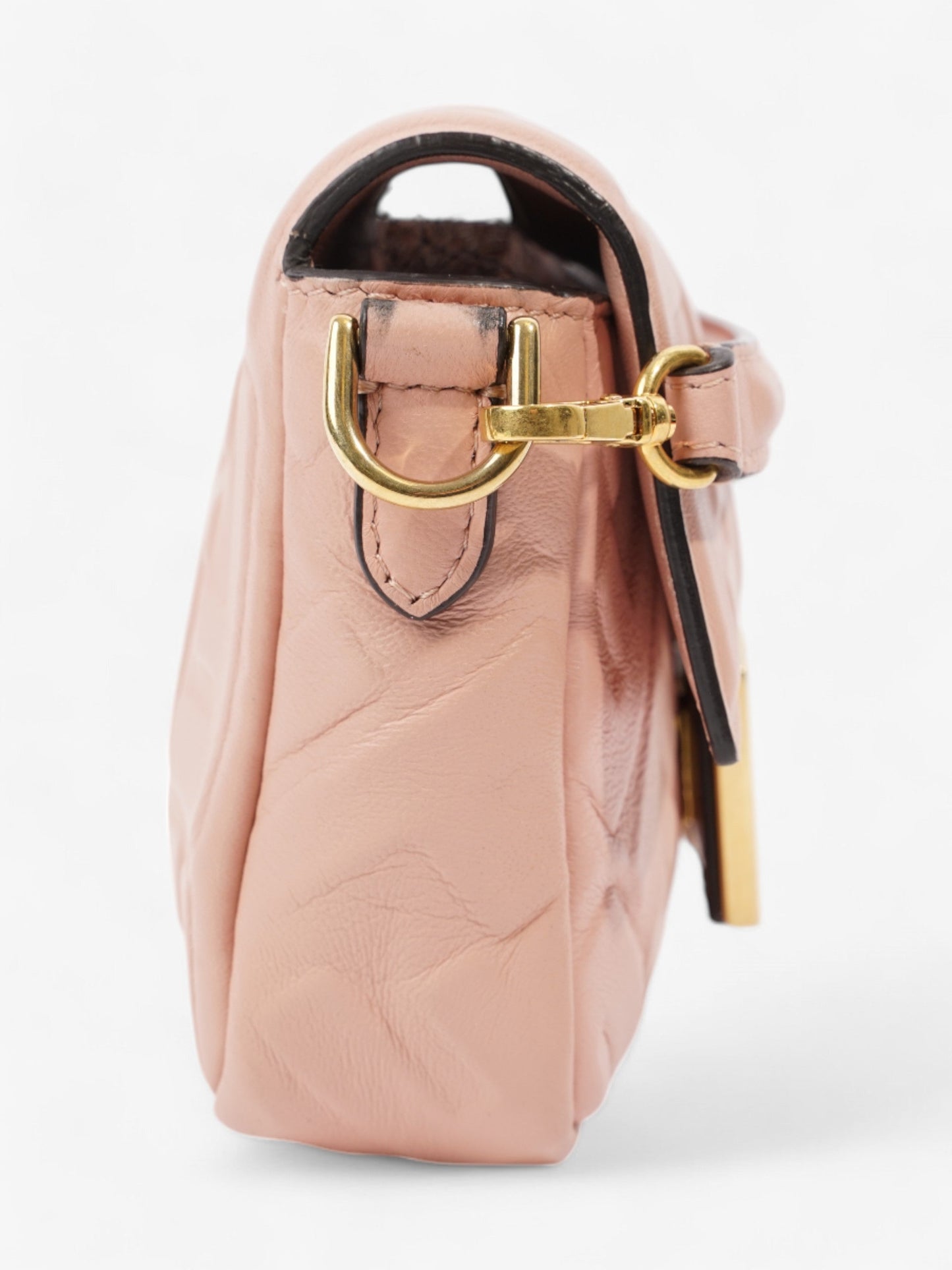 Fendi Baguette Light Rose Nappa Crossbody Bag Leather Mini Shoulder Bag