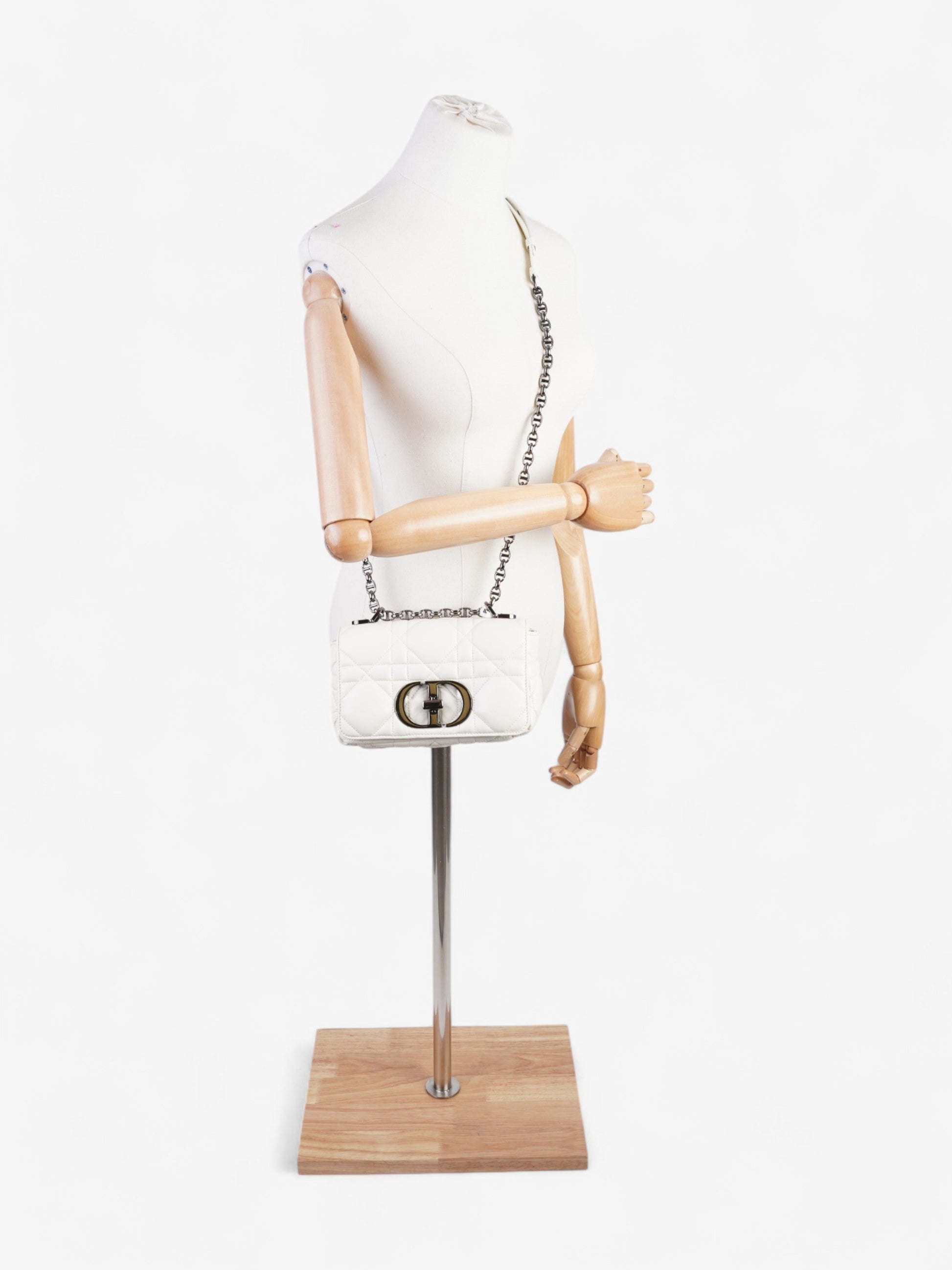 Dior Christian Caro Latte Calfskin Crossbody Bag Leather Small