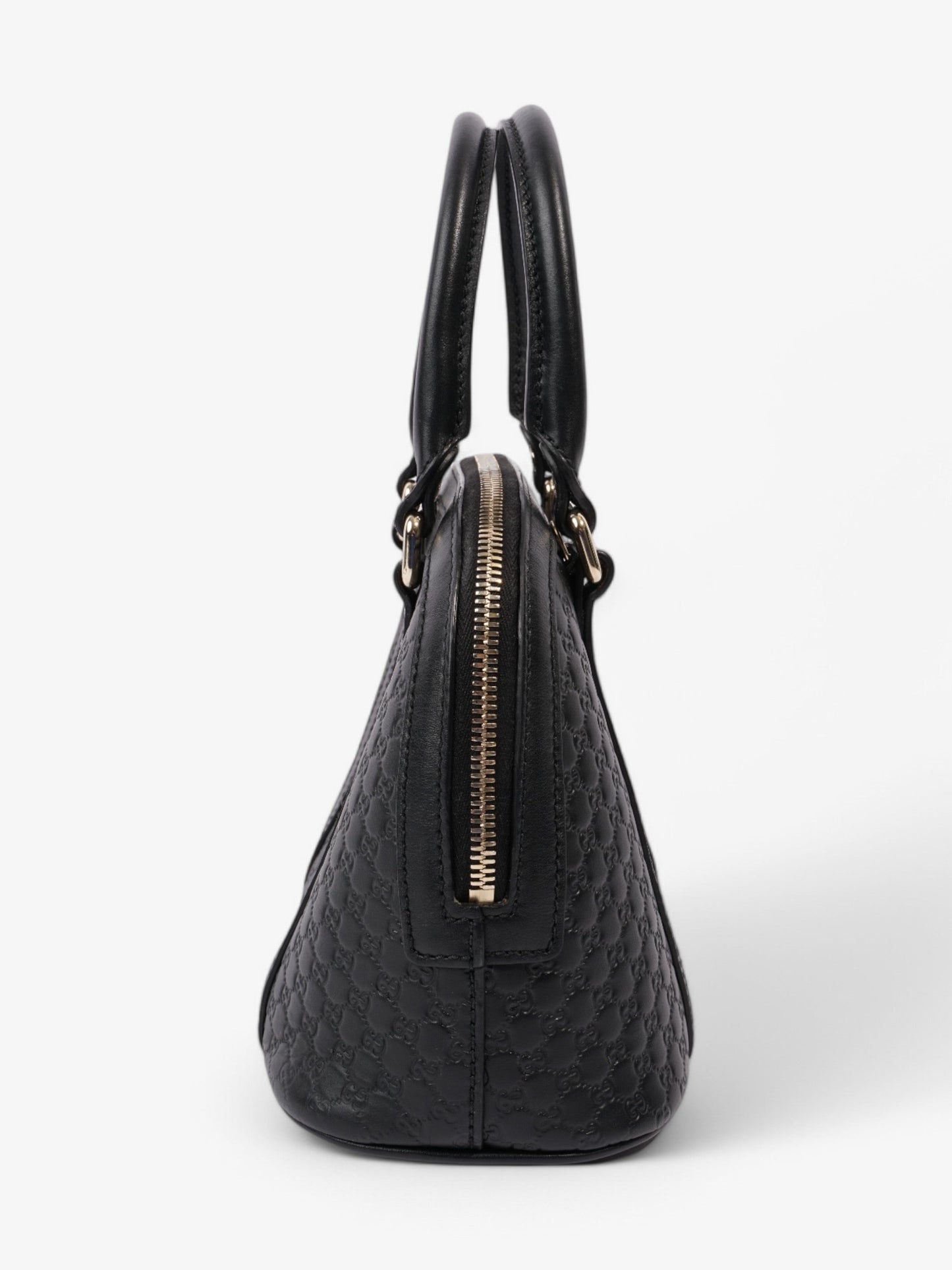 Gucci Microssima Dome Bag Embossed Leather Black Crossbody Bag