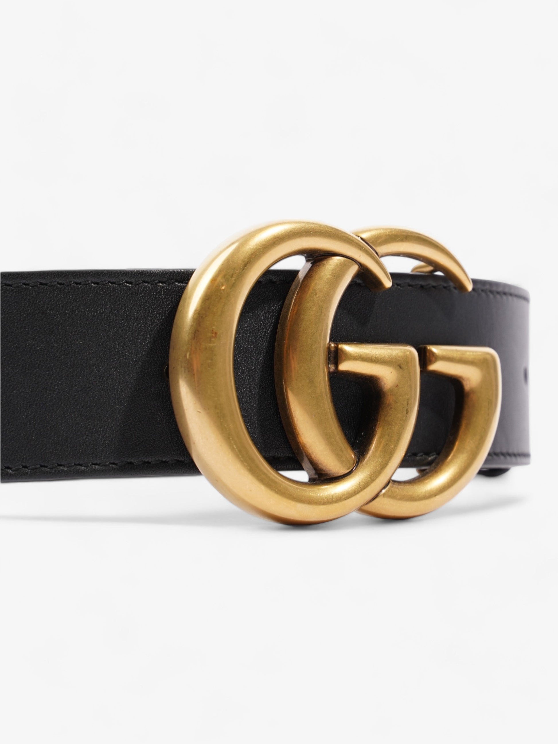 Gucci Marmont Belt Handbag Leather Black Accessory 80Cm 32