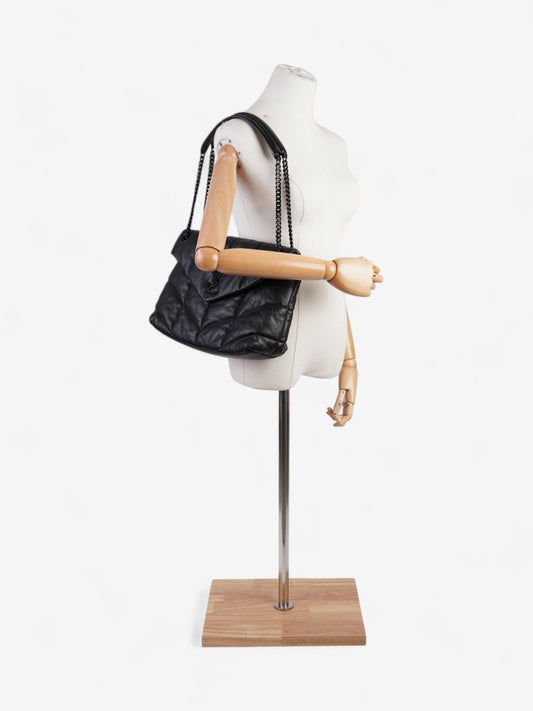 YSL Saint Laurent Lou Lou Puffer Nappa Crossbody Bag Leather Black Large