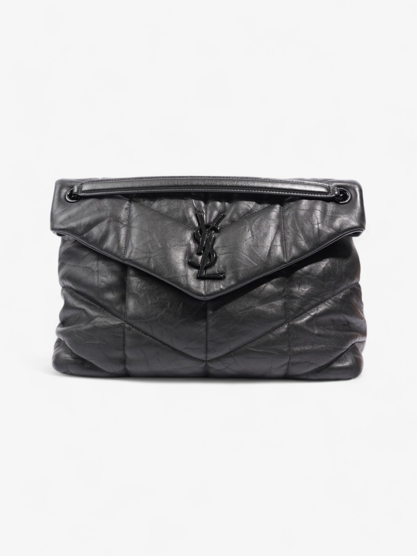 YSL Saint Laurent Lou Lou Puffer Nappa Crossbody Bag Leather Black Large