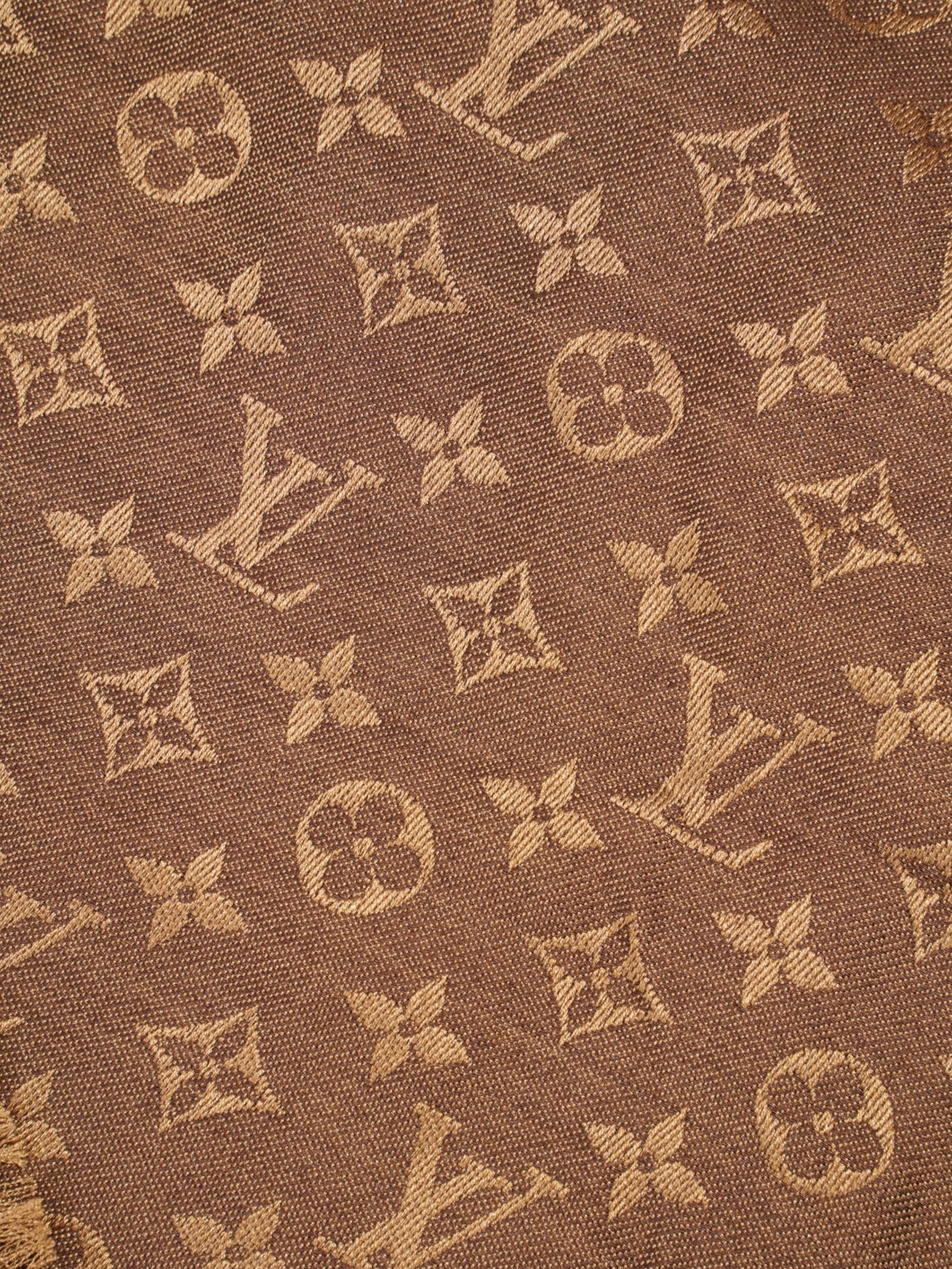 Louis Vuitton Shawl Wool Monogram Brown Scarf