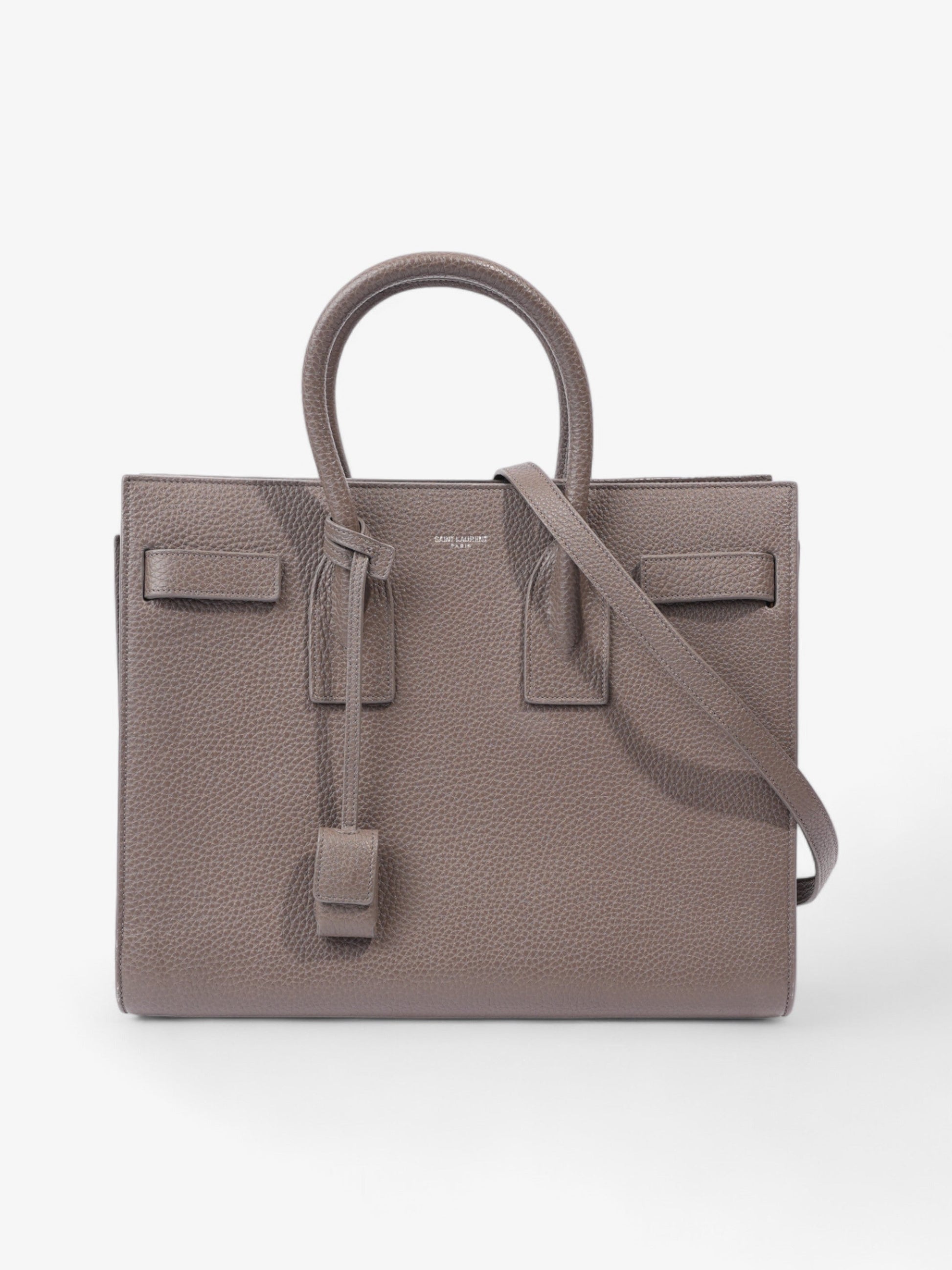 YSL Saint Laurent Sac De Jour Grey Grained Shoulder Bag Leather Gray Small