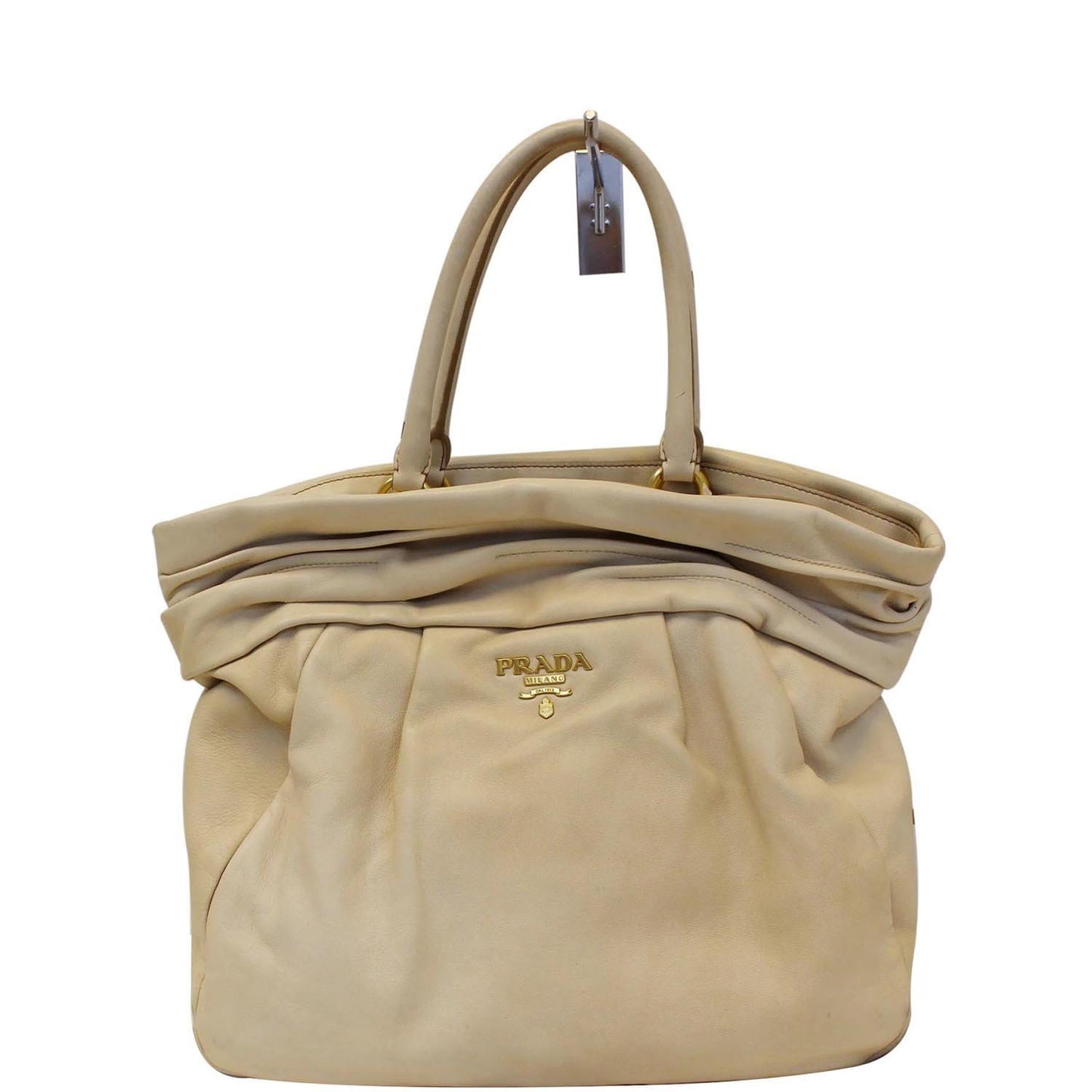 Nappa Frills Shopping Tote Bag Last Call Leather Beige