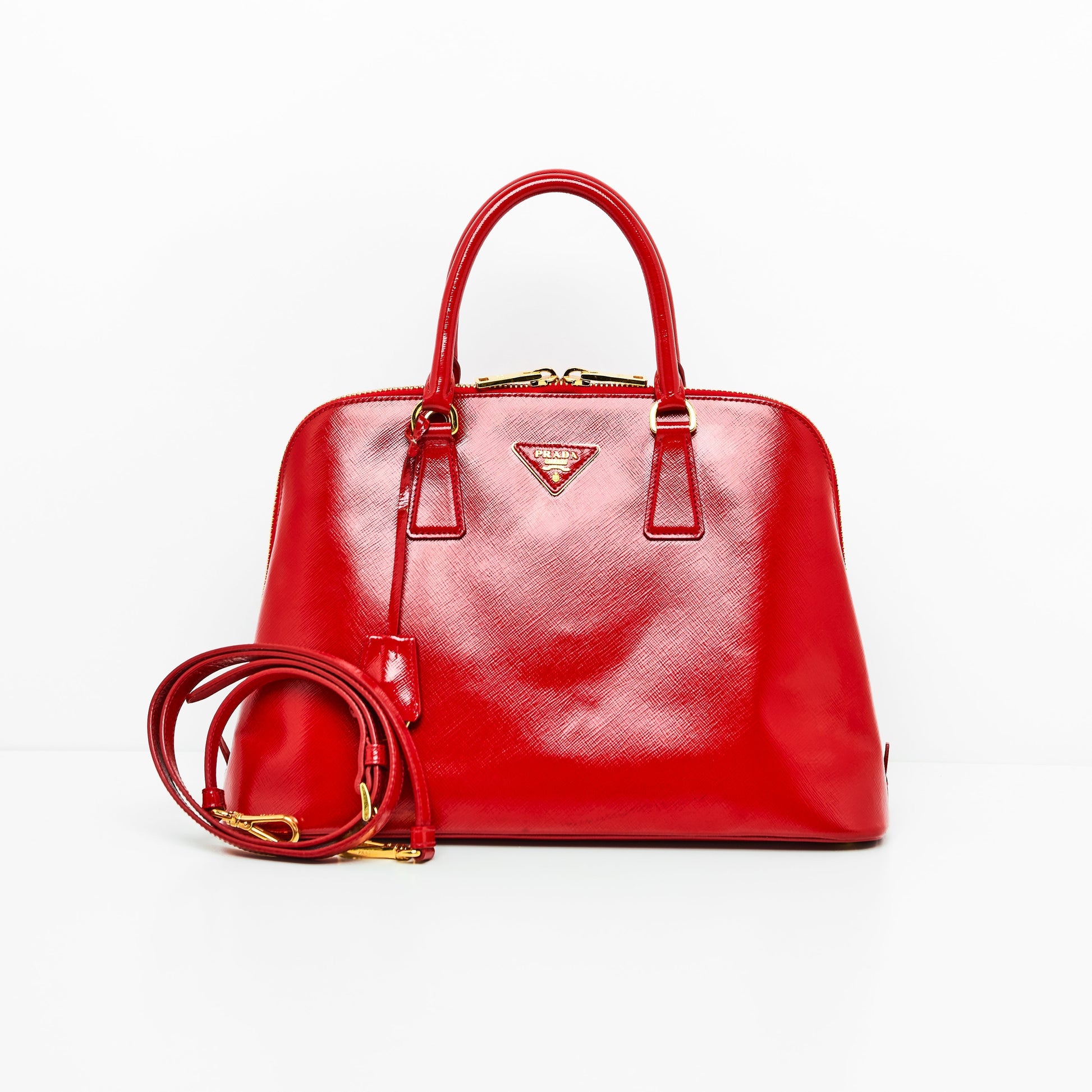 Prada Promenade Satchel In Saffiano Red Satchel Bag