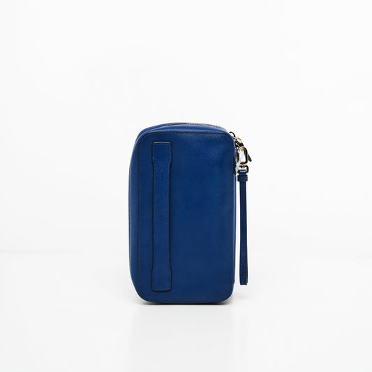Prada In Clutch Saffiano Blue Clutch Bag
