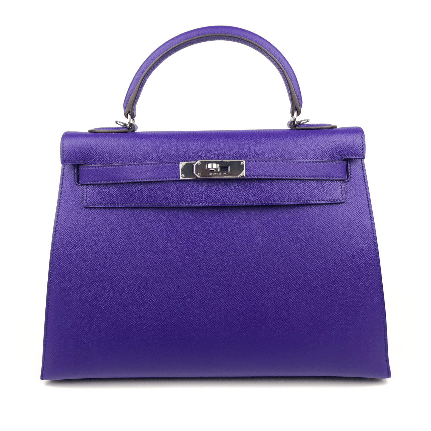 Hermes Violet Epsom Sellier Kelly W Palladium Hardware Handbag Travel Bag