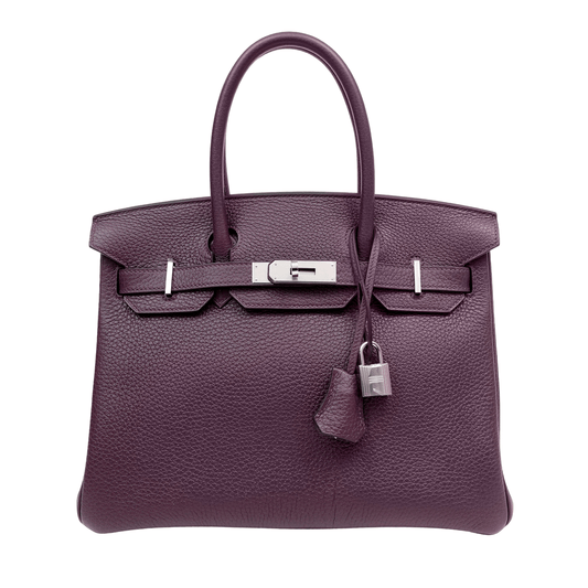 Hermes Cassis Togo Birkin W Palladium Hardware Handbag Travel Bag