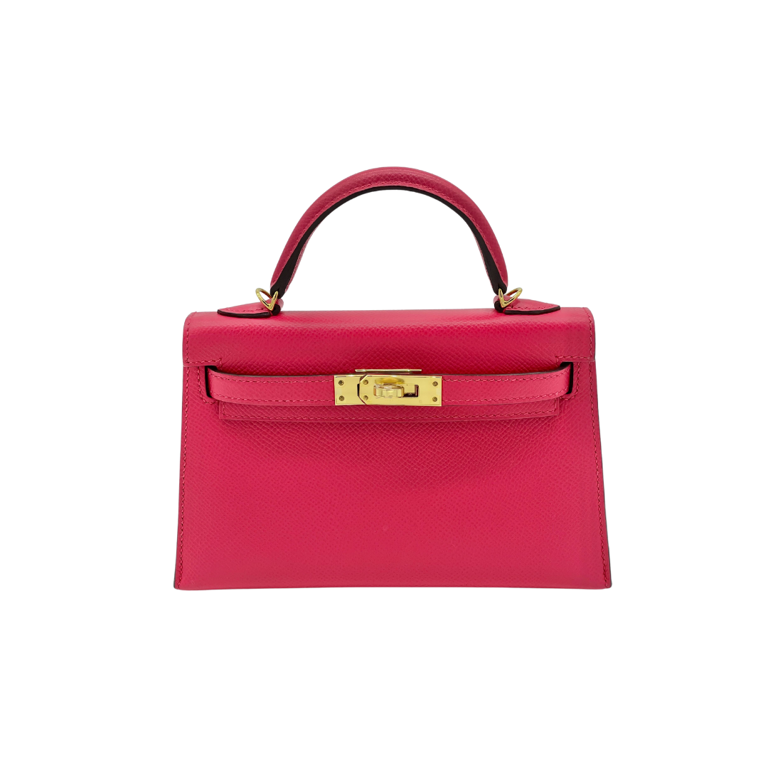 Gucci Hermes Kelly Epsom Rose Extreme Hardware Handbag Gold Mini Travel Bag