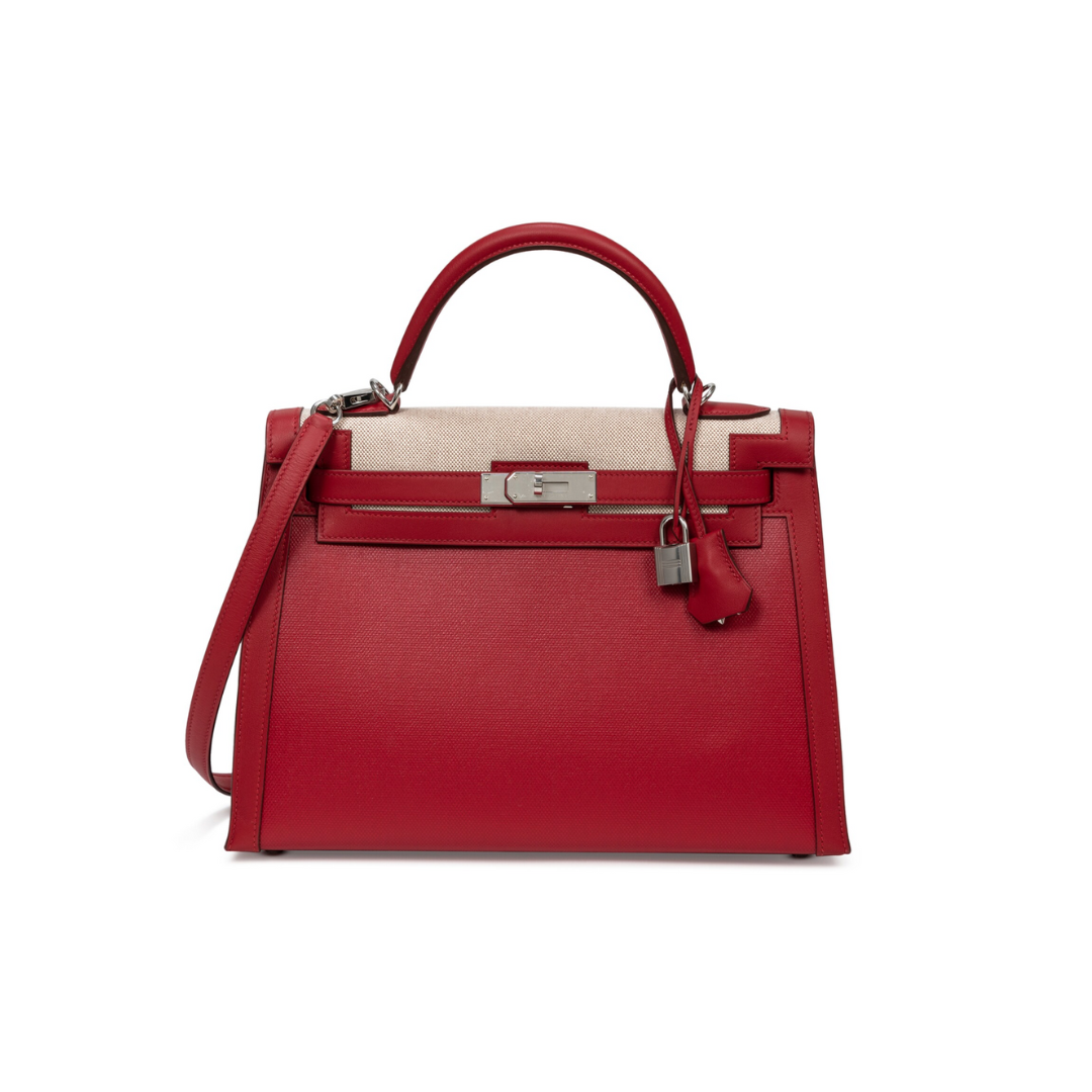 Hermes Luxury Kelly Sellier Rouge Piment Swift And Travel Bag