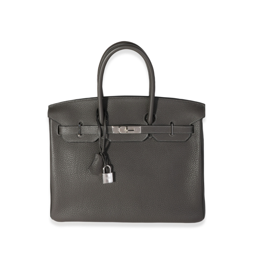Gucci Hermes Birkin Togo Graphite Palladium Hardware Handbag Travel Bag