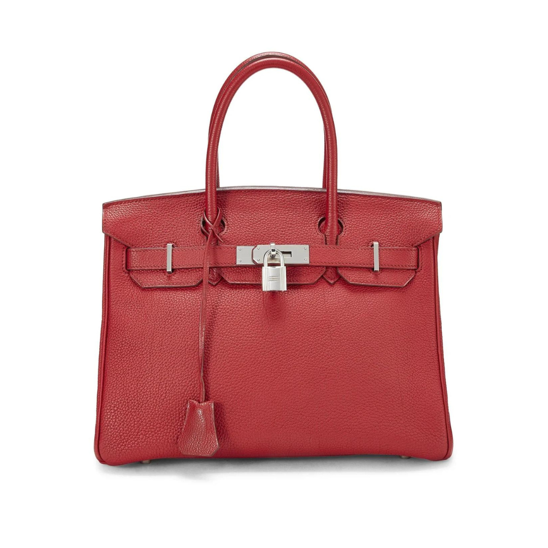 Gucci Hermes Birkin Rouge Vif Togo Palladium Hardware Travel Bag