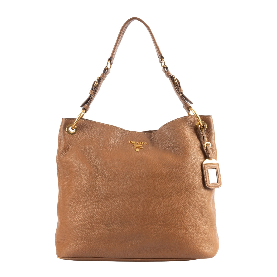 Prada Diano Hobo Bag Leather Brown Shoulder Bag