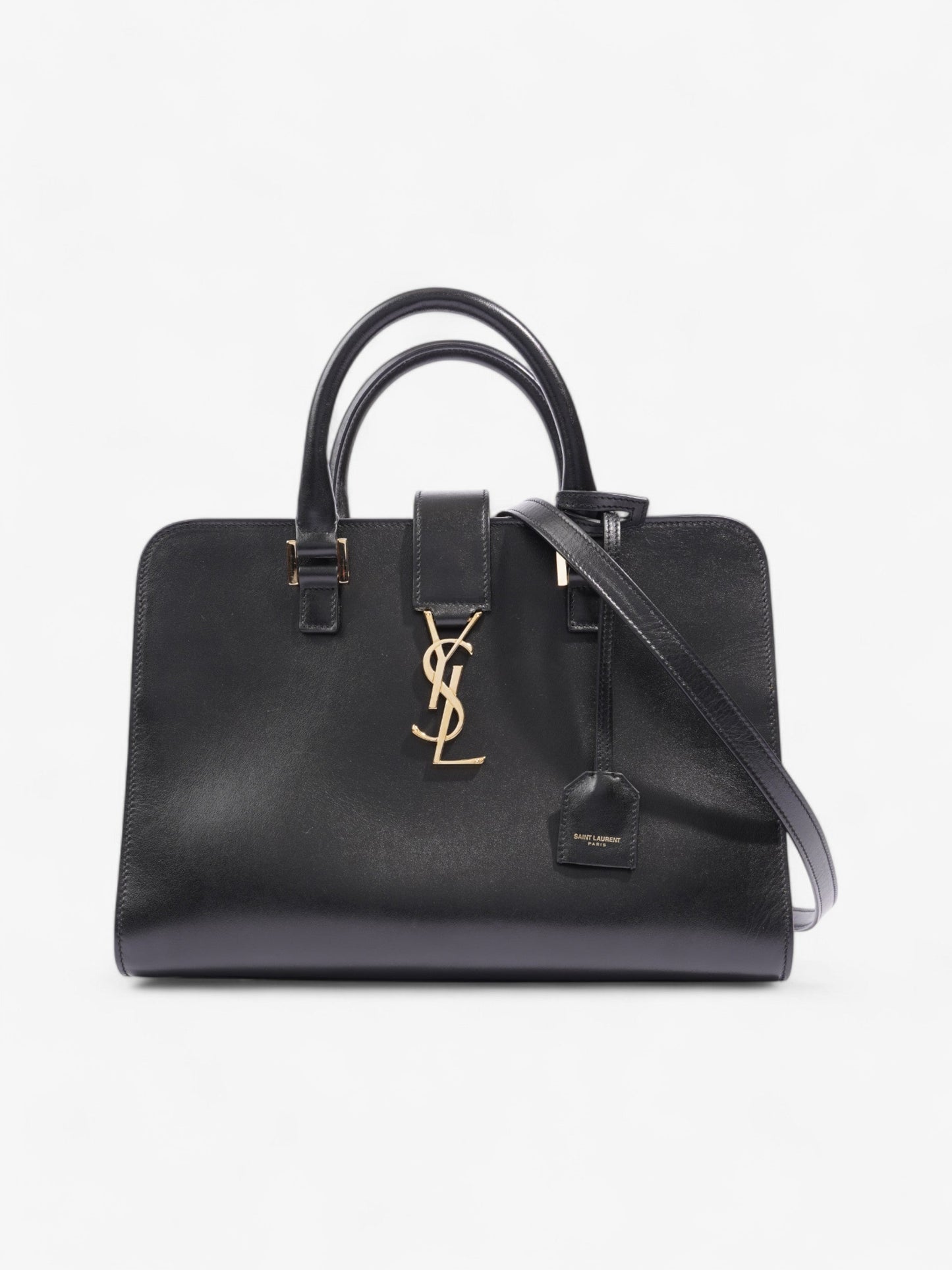 YSL Saint Laurent Cabas Calfskin Crossbody Bag Leather Black Small