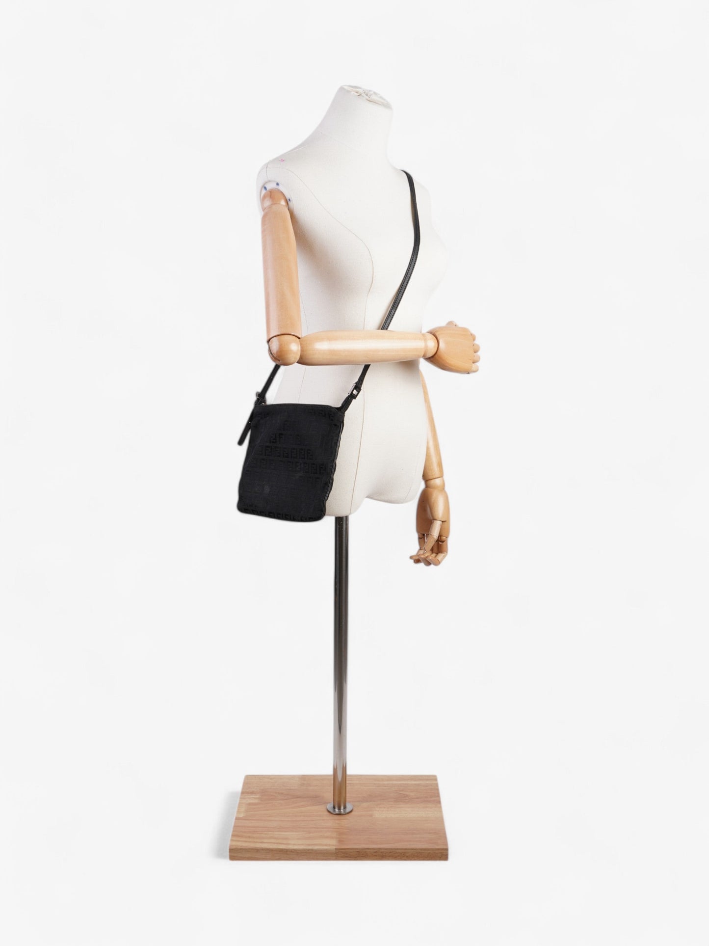 Fendi Ff Zucchino Crossbody Bag Canvas Black