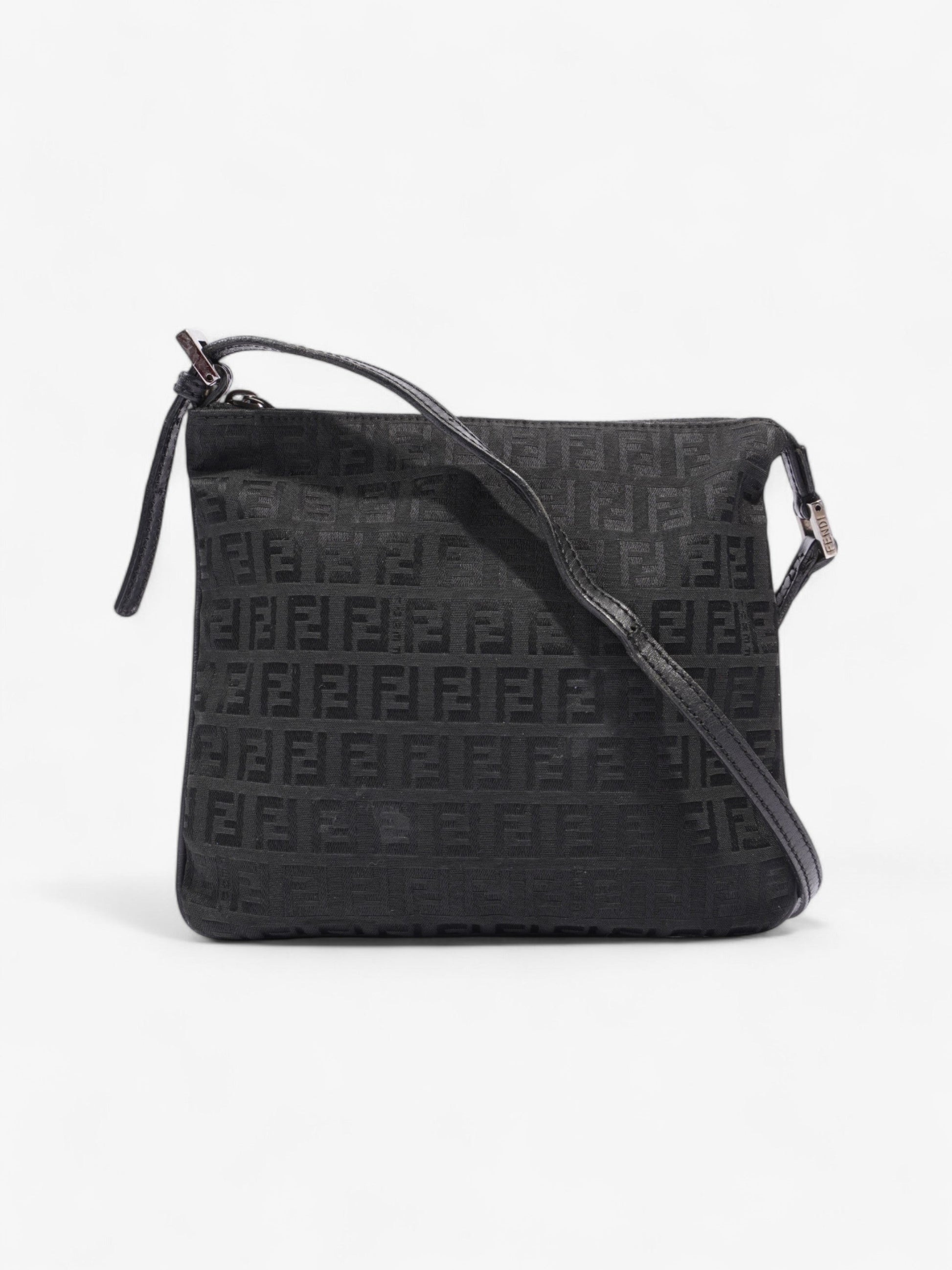 Fendi Ff Zucchino Crossbody Bag Canvas Black