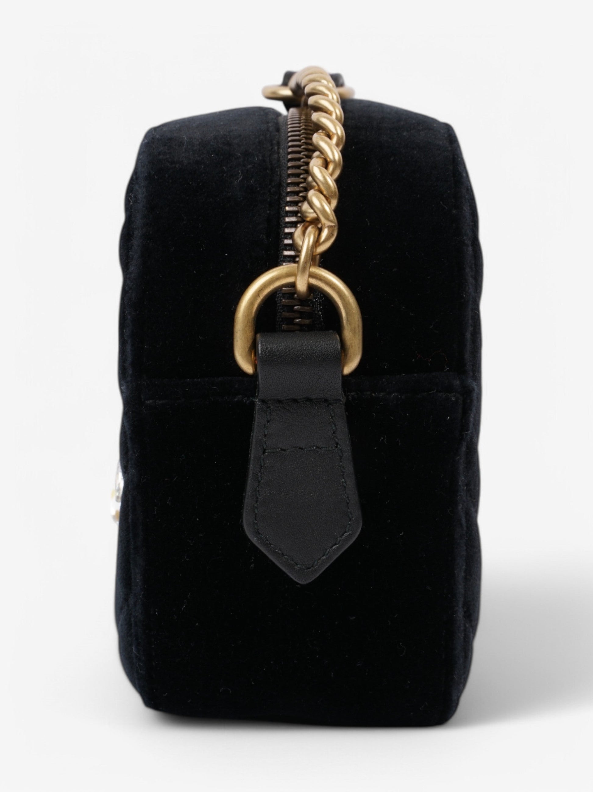 Gucci Marmont Crystal Velvet Crossbody Bag Black Mini