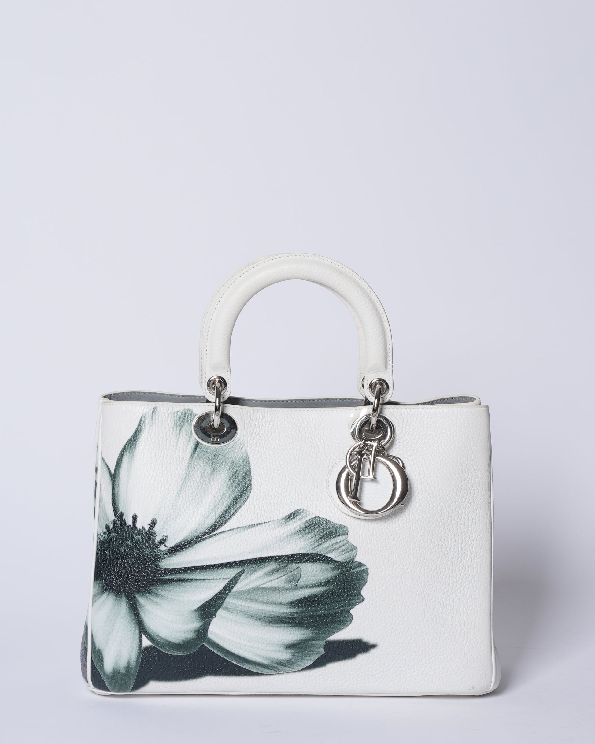 Dior Handbag Christian Floral Lady Bag Limited Edition White Top Handle