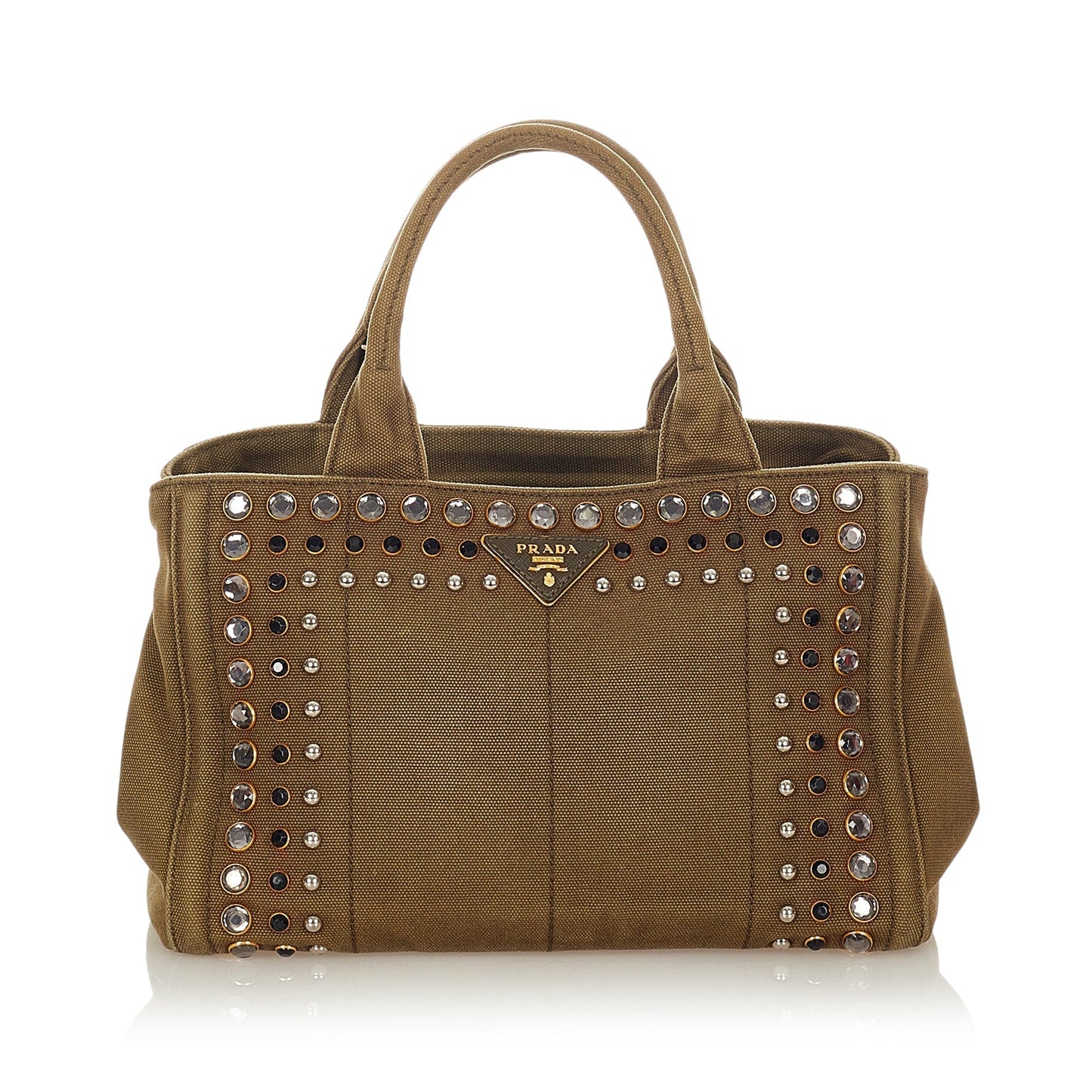 Prada Canapa Studded Satchel Canvas Satchel Bag Satchel Uptvf2Xot8Se7W72Ayr 1