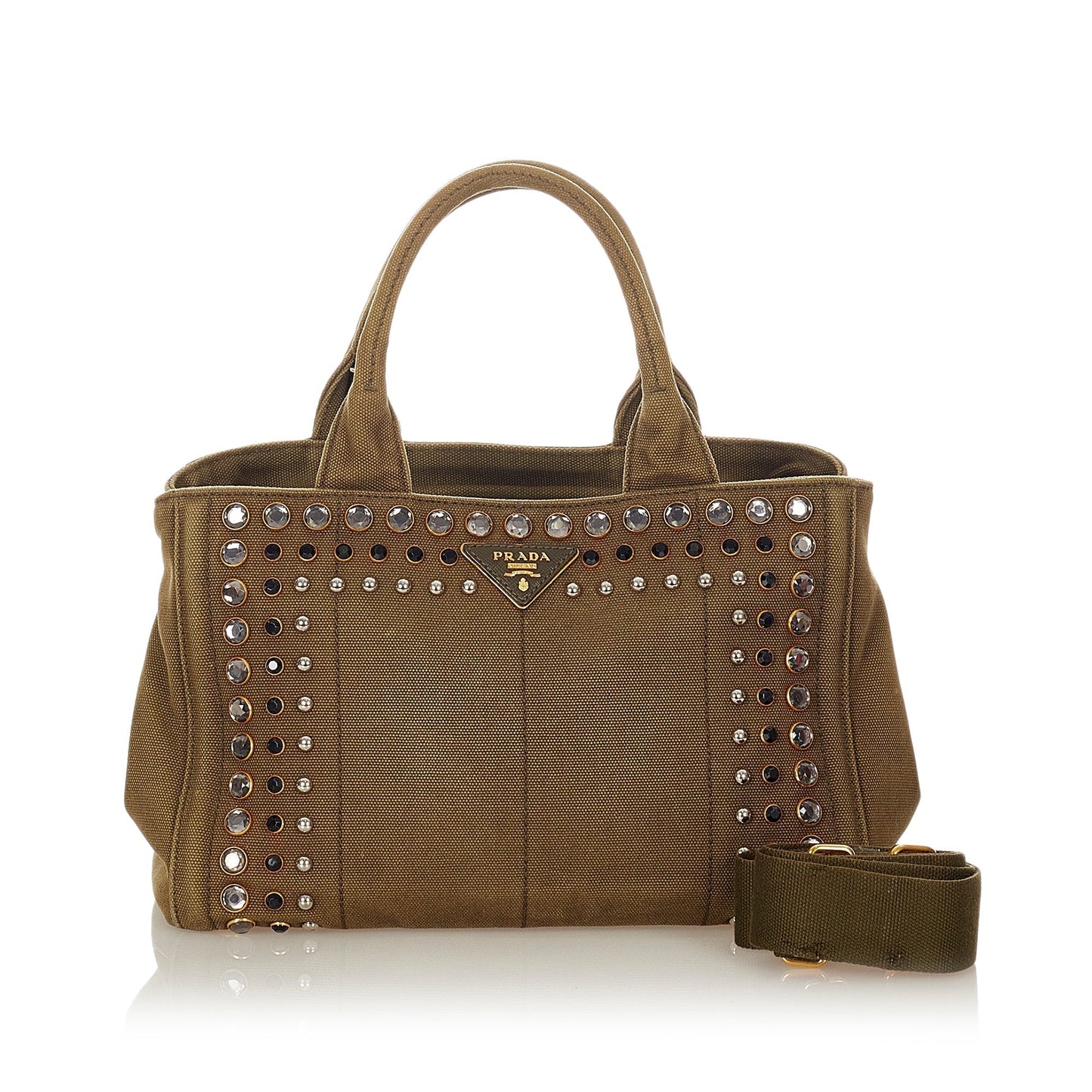Prada Canapa Studded Satchel Canvas Satchel Bag Satchel Uptvf2Xot8Se7W72Ayr 1