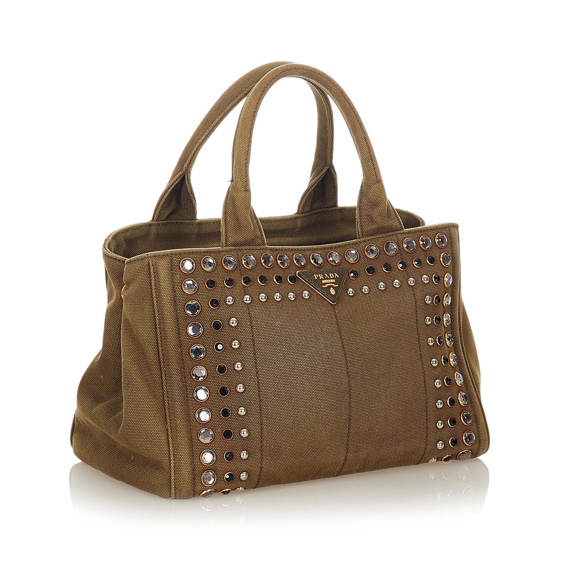 Prada Canapa Studded Satchel Canvas Satchel Bag Satchel Uptvf2Xot8Se7W72Ayr 1