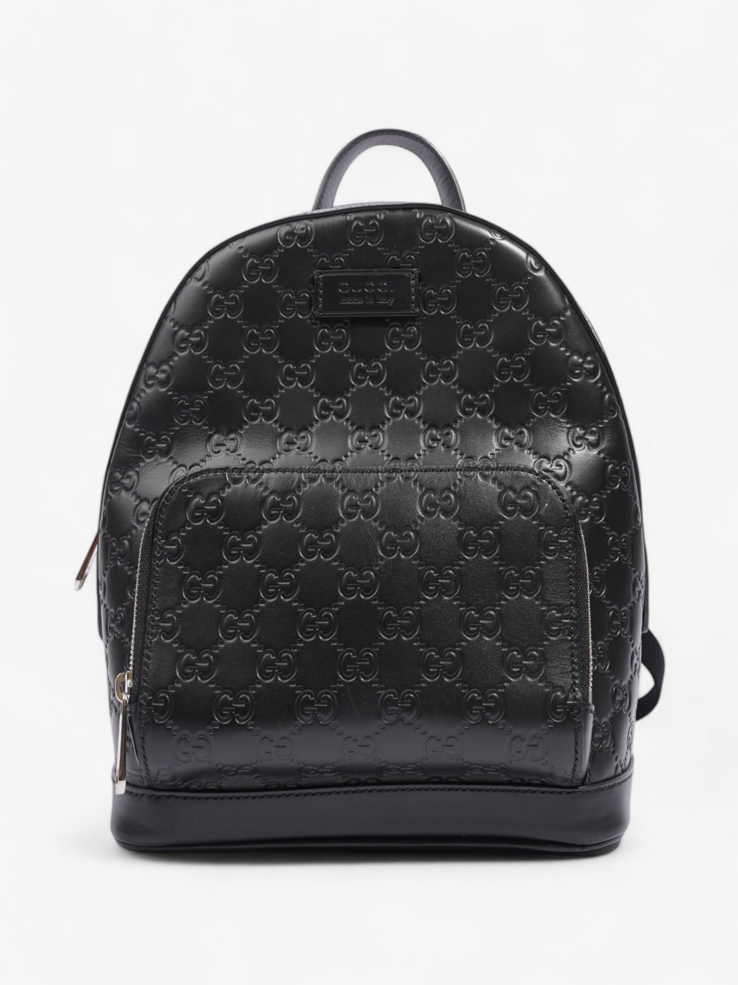 Gucci Signature Backpack Embossed Leather Black