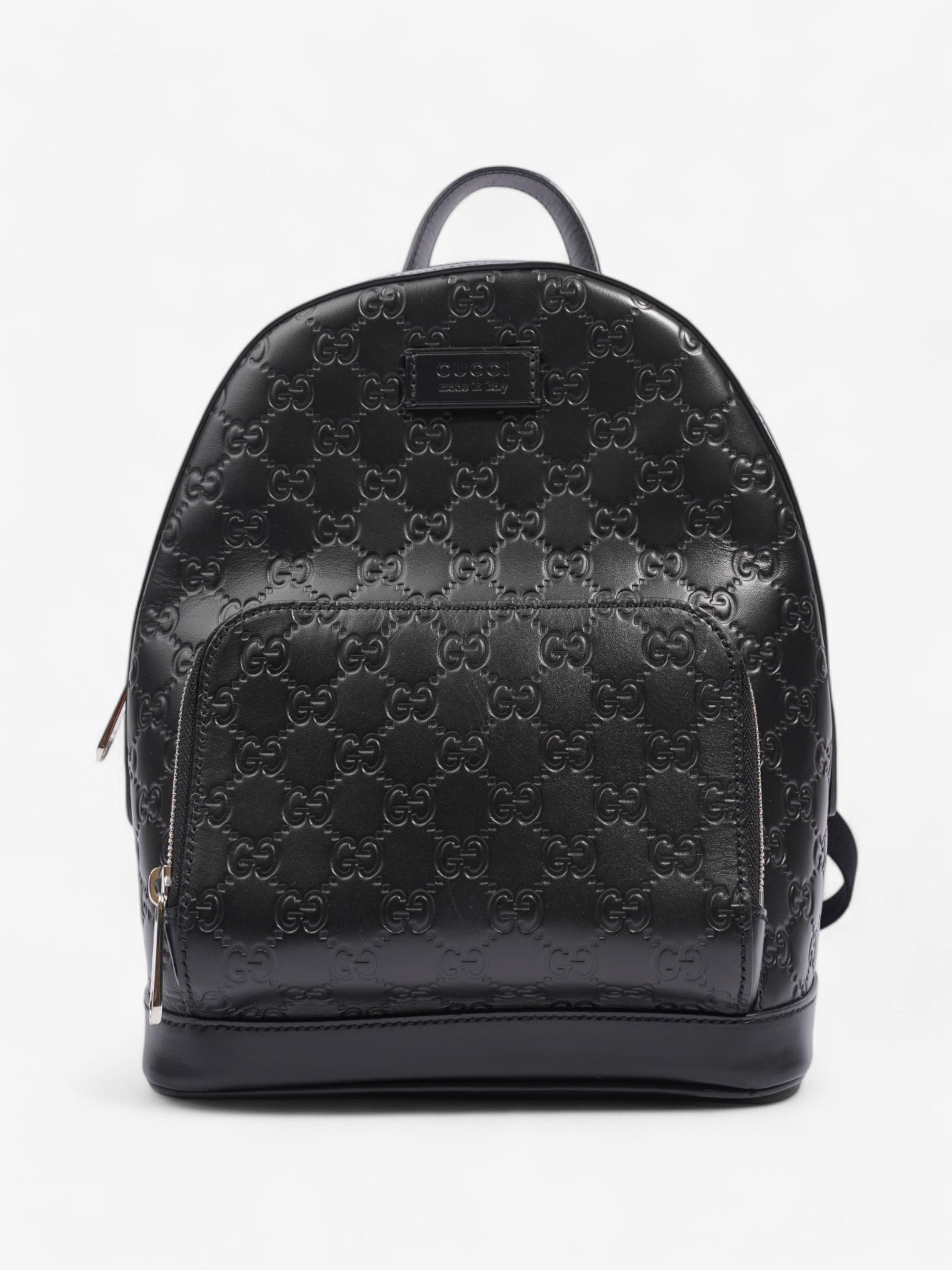 Gucci Signature Backpack Embossed Leather Black