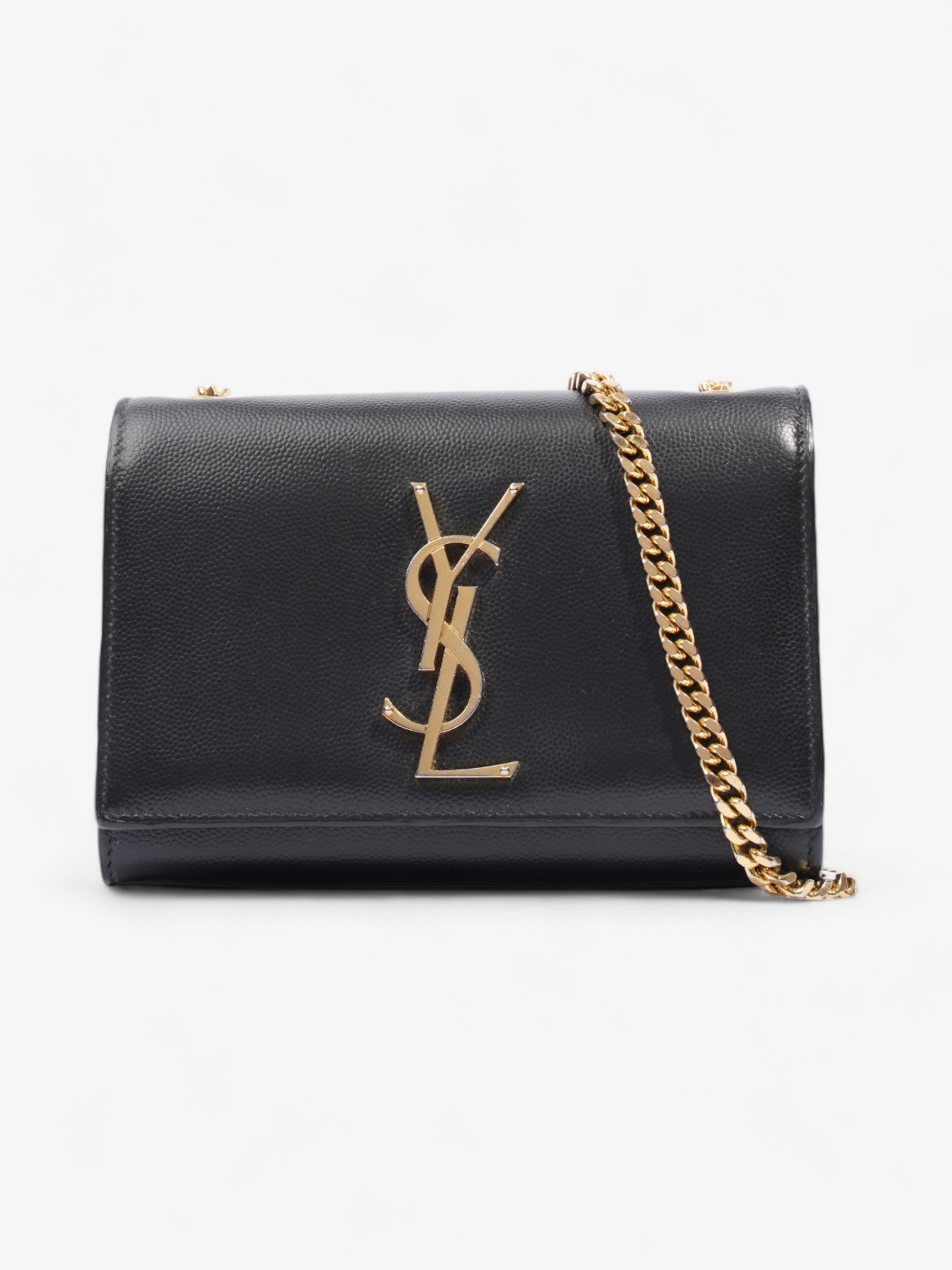 YSL Saint Laurent Kate Grained Crossbody Bag Leather Black Small