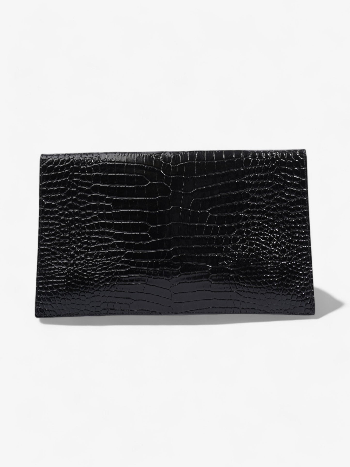 YSL Saint Laurent Uptown Clutch Leather Black Embossed Clutch Bag