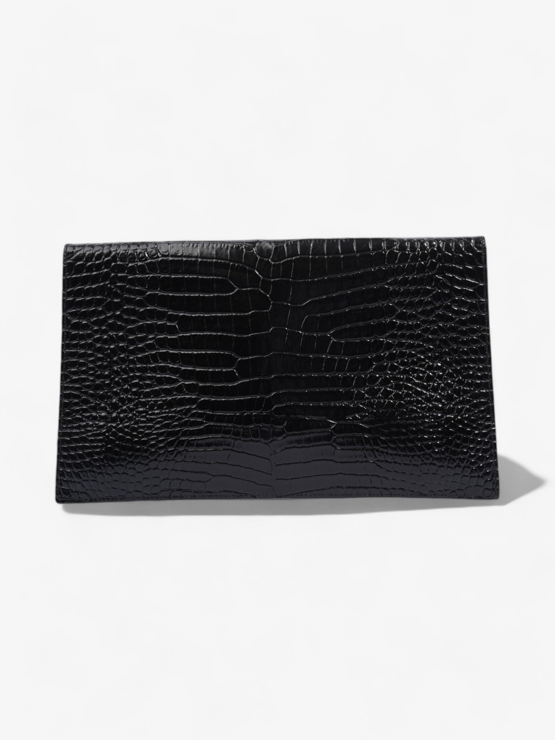 YSL Saint Laurent Uptown Clutch Leather Black Embossed Clutch Bag