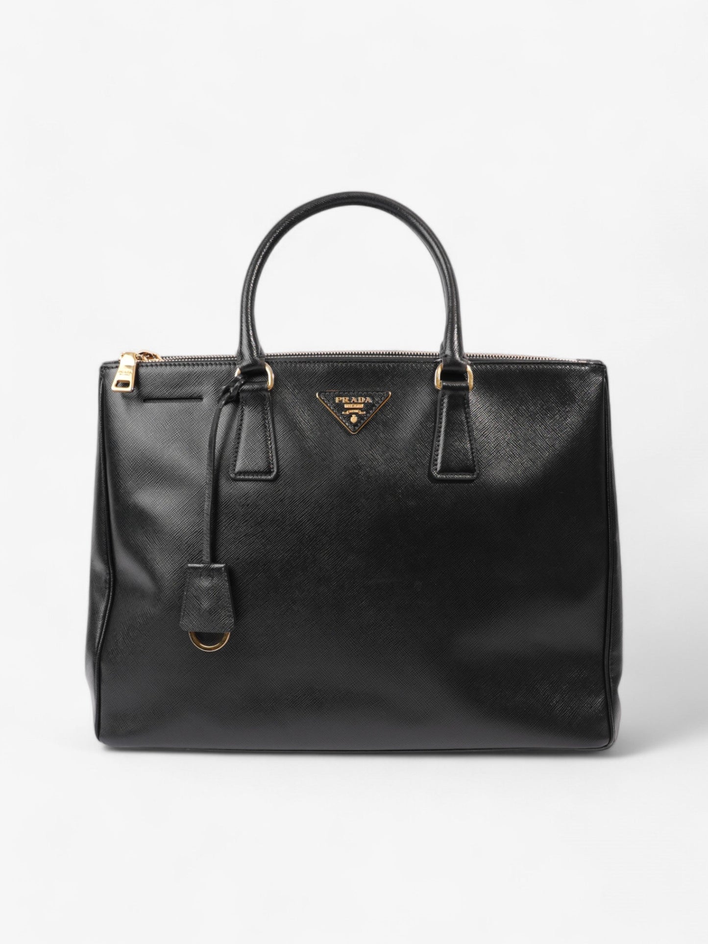 Prada Galleria Double Tote Leather Saffiano Black Tote Bag