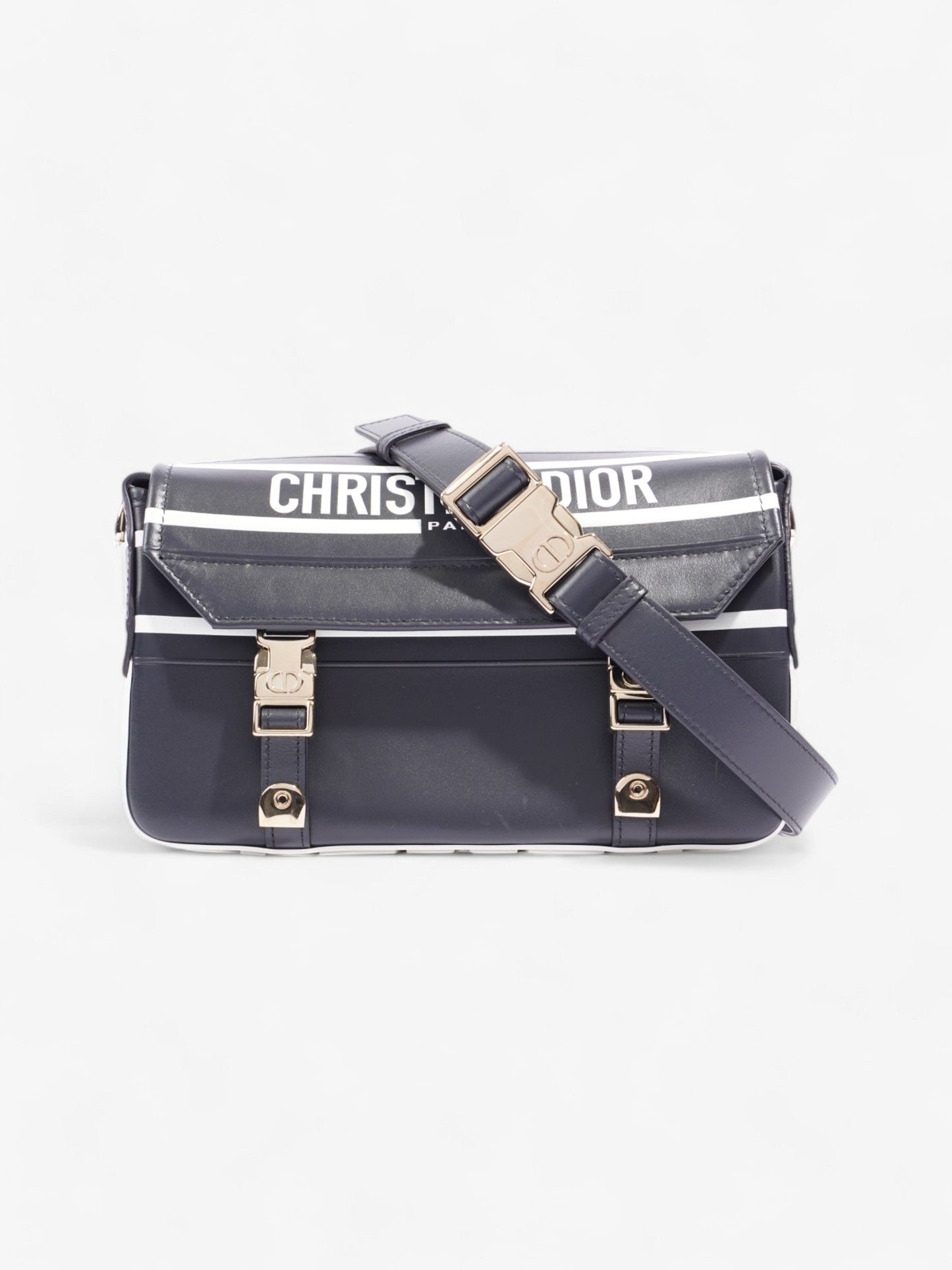 Dior Christian camp Bag Leather White Navy Shoulder Bag