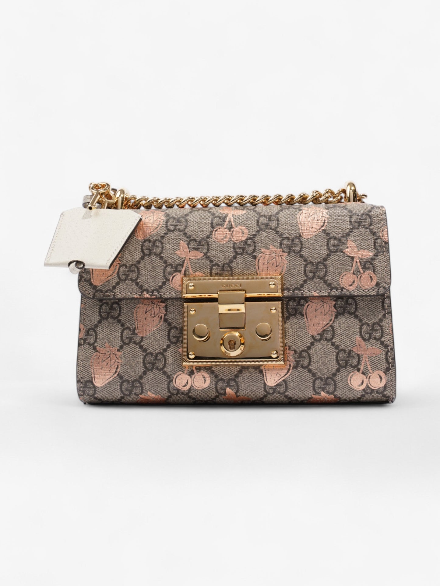 Gucci Padlock Berry Shoulder Bag Supreme Rose Canvas Gold